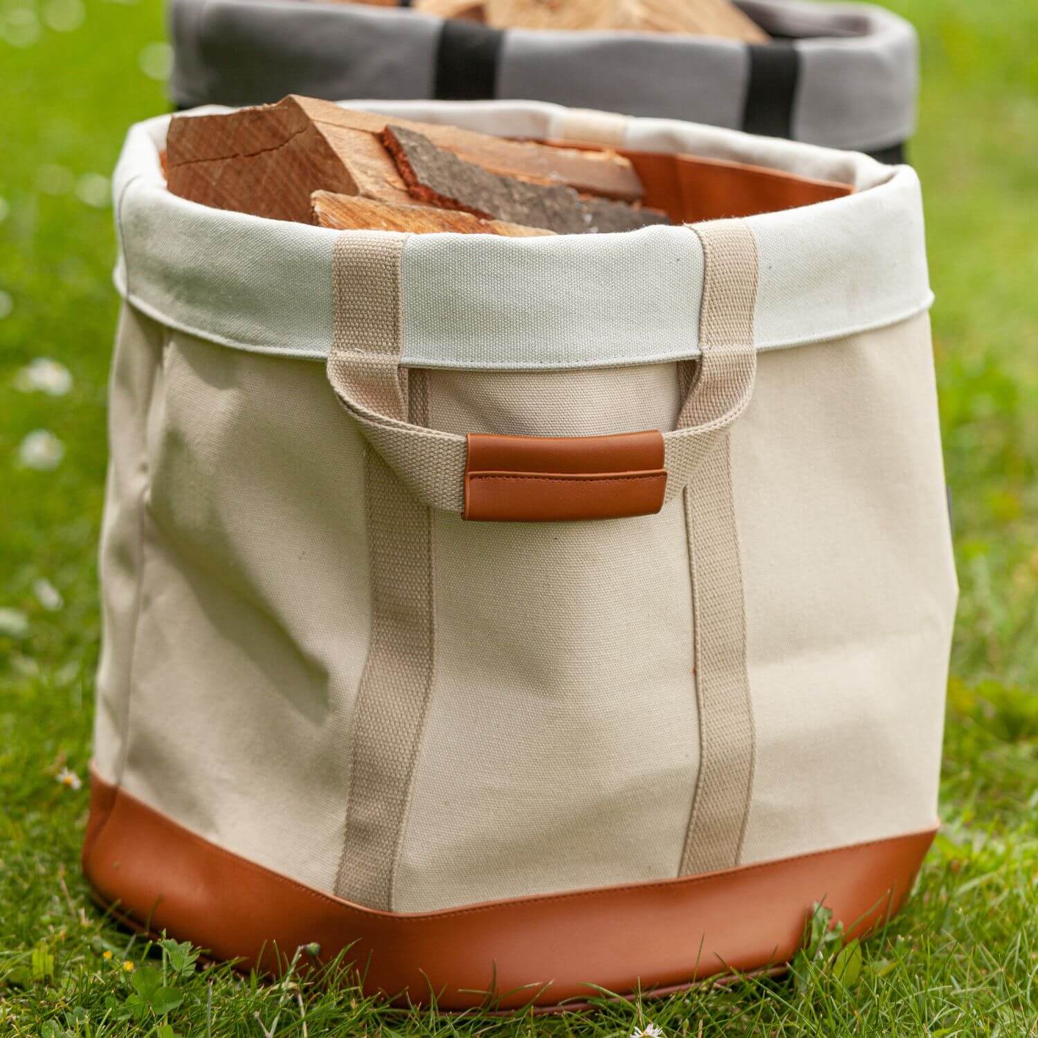 aduro-proline-holztasche-brennholztasche-beige-canvas-leder image 6
