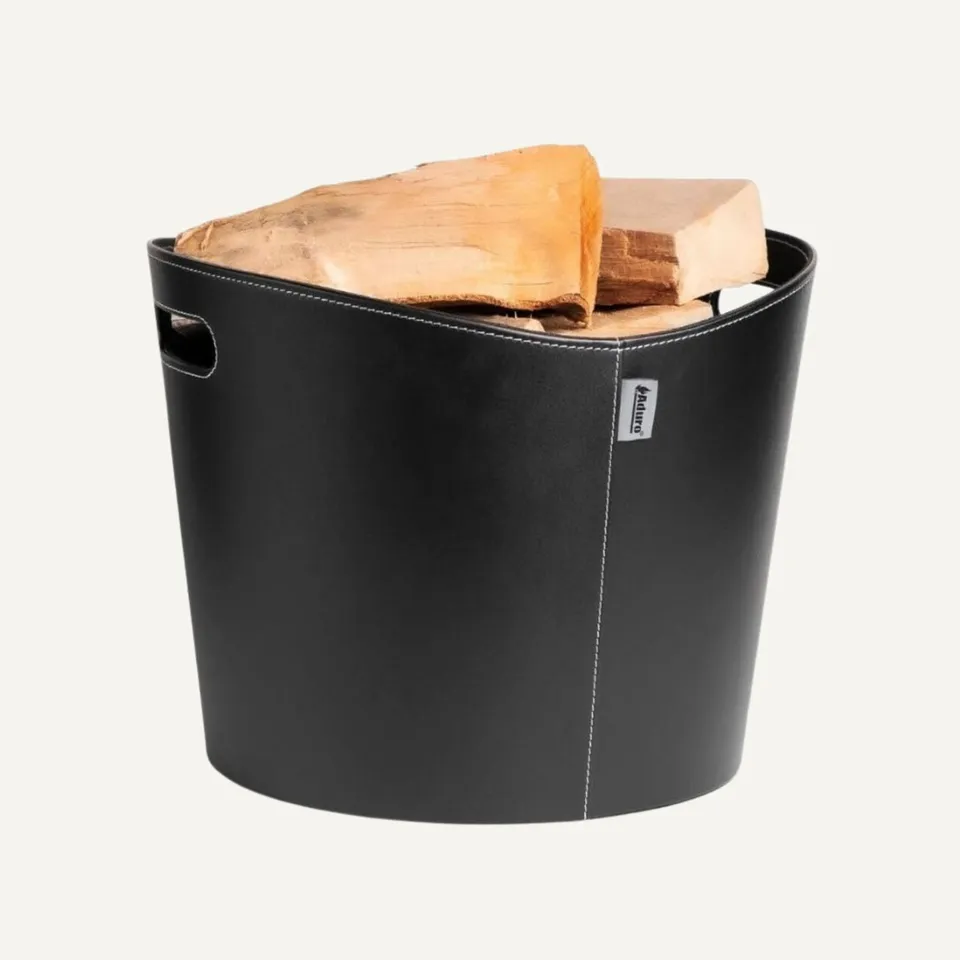 aduro-proline-holzkorb-39-kunstleder-kaminholzkorb-schwarz image 1