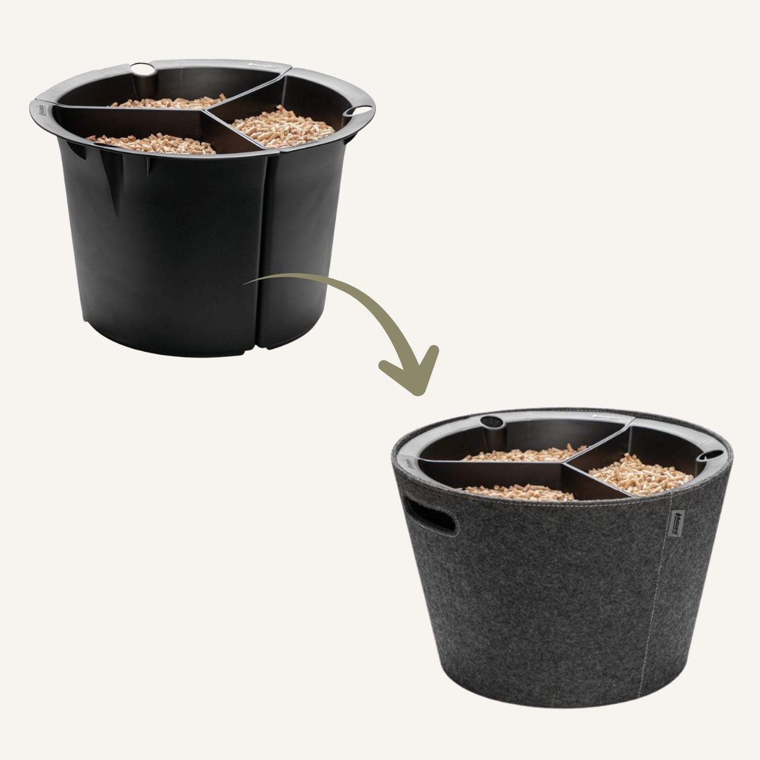 aduro-p1-korbset-f-r-holzpellets-filz-grau-2-in-1 image 1