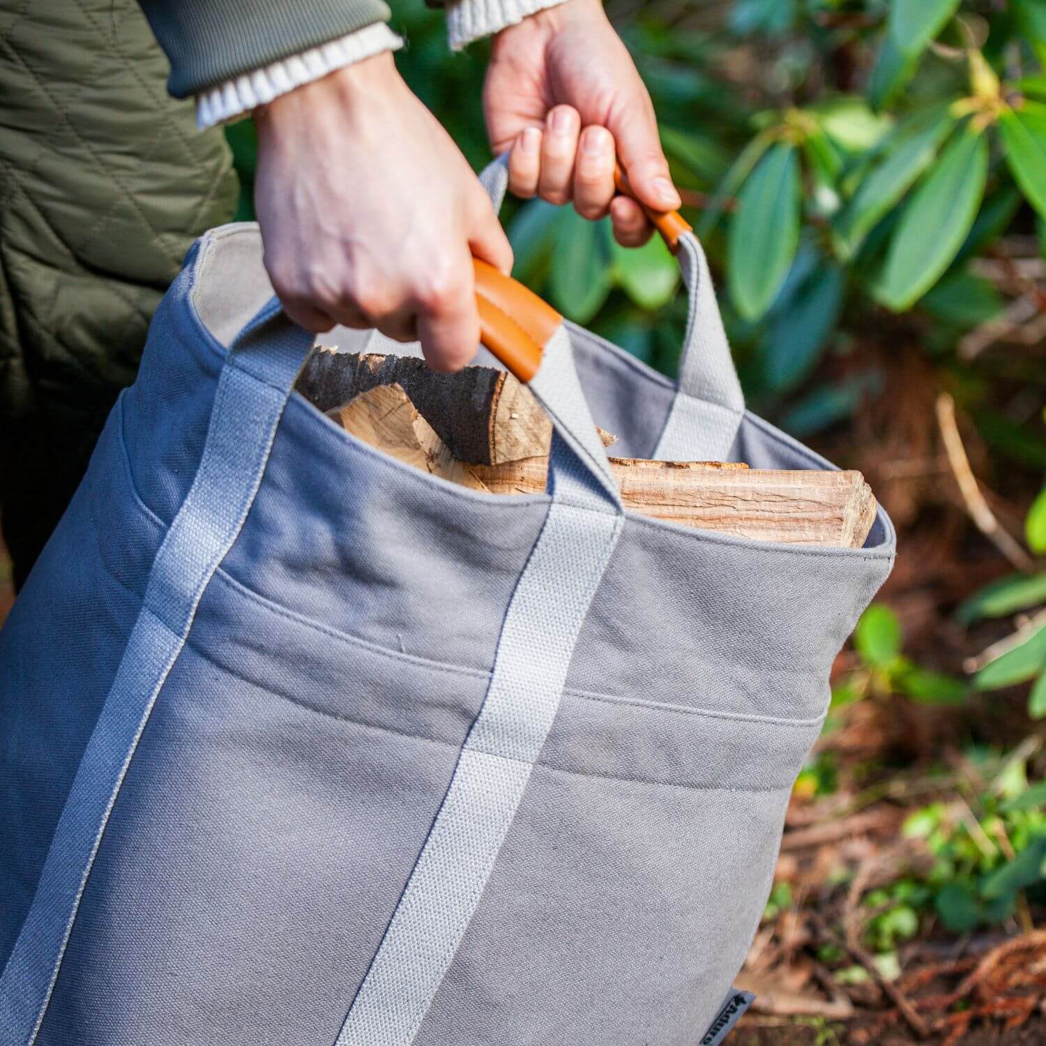 aduro-proline-holztasche-grau-brennholztasche-canvas image 2