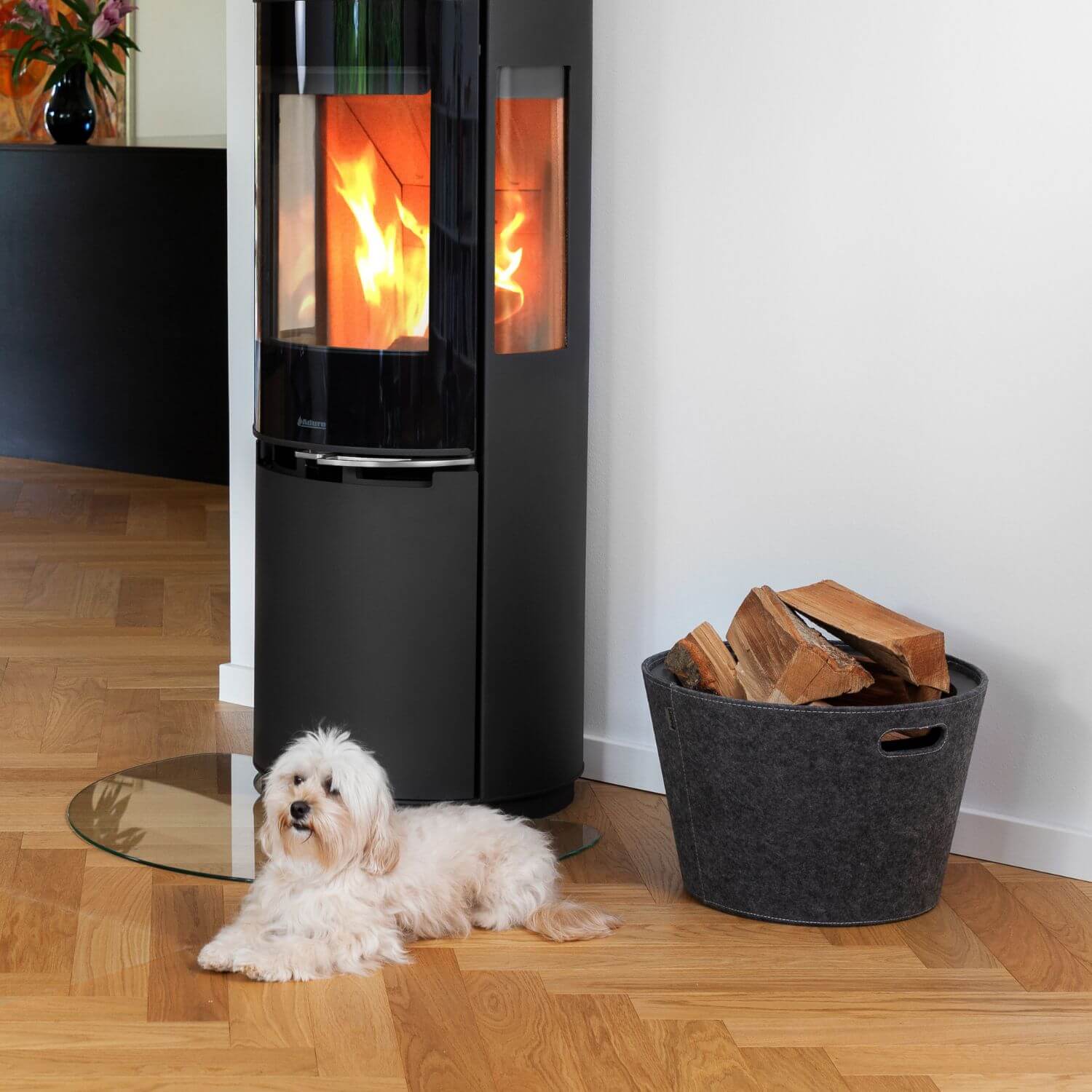 aduro-proline-holzkorb-45-grau-filz-brennholzkorb image 3