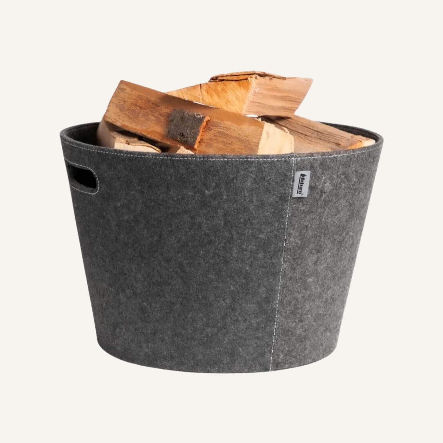 aduro-proline-holzkorb-45-grau-filz-brennholzkorb image 1