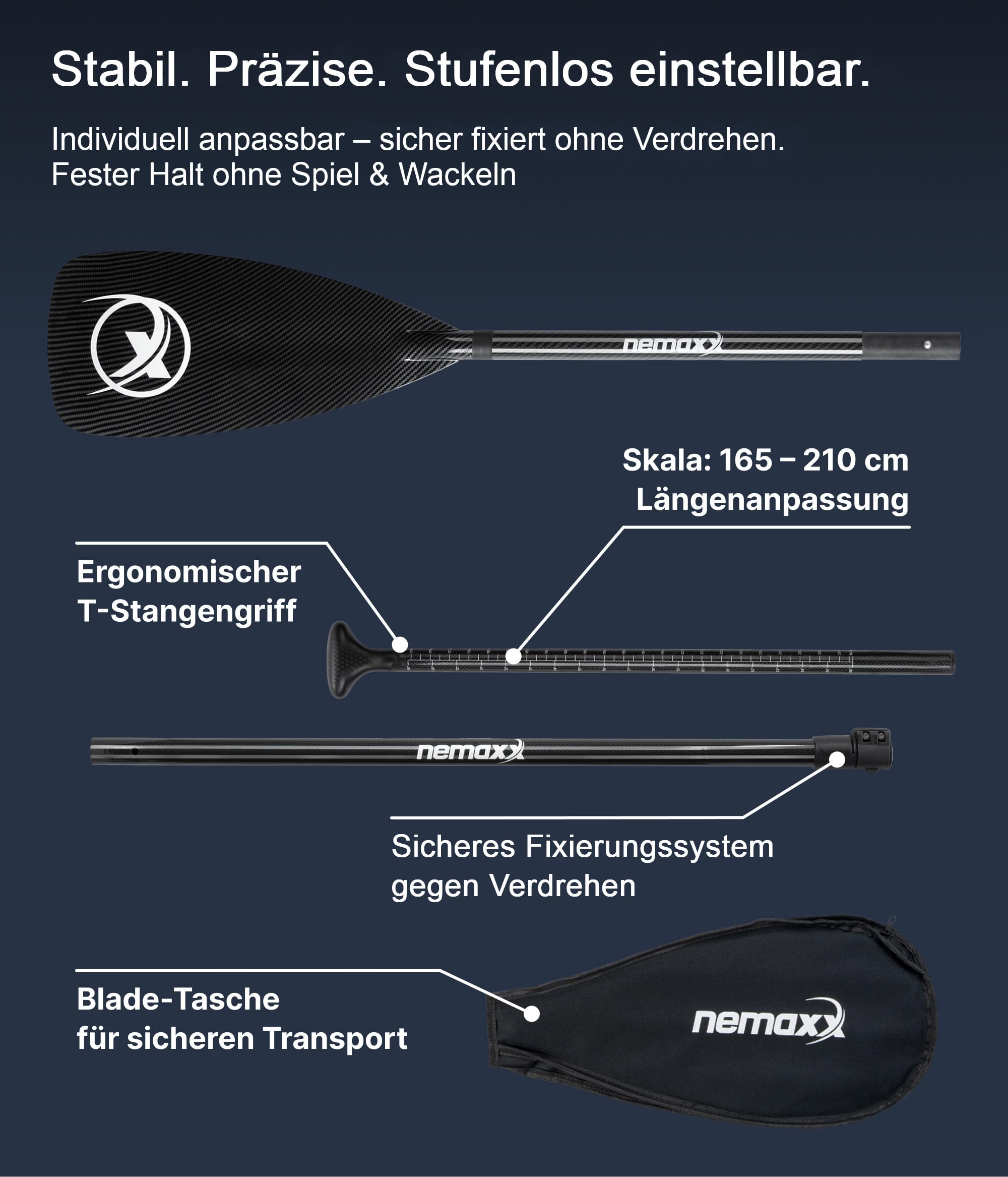 nemaxx-sup-paddel-165-210-cm-carbon-glasfaser-3-teilig image 3