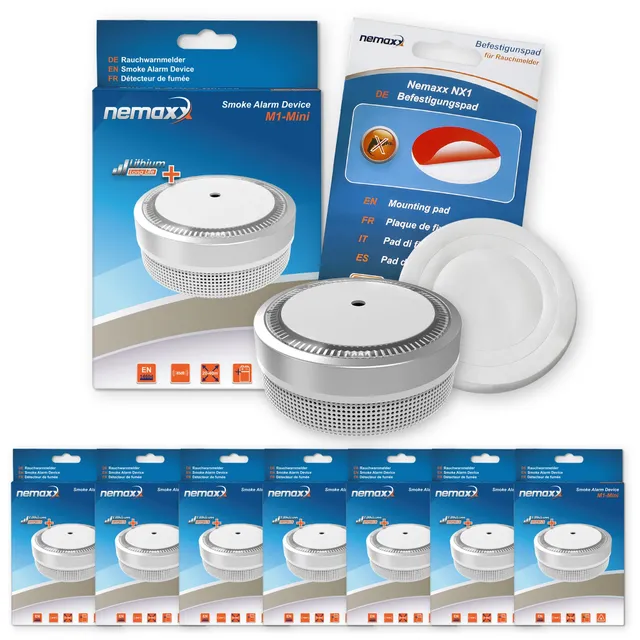 nemaxx-m1-mini-rauchmelder-photoelektrisch-7er-set-silber image 1